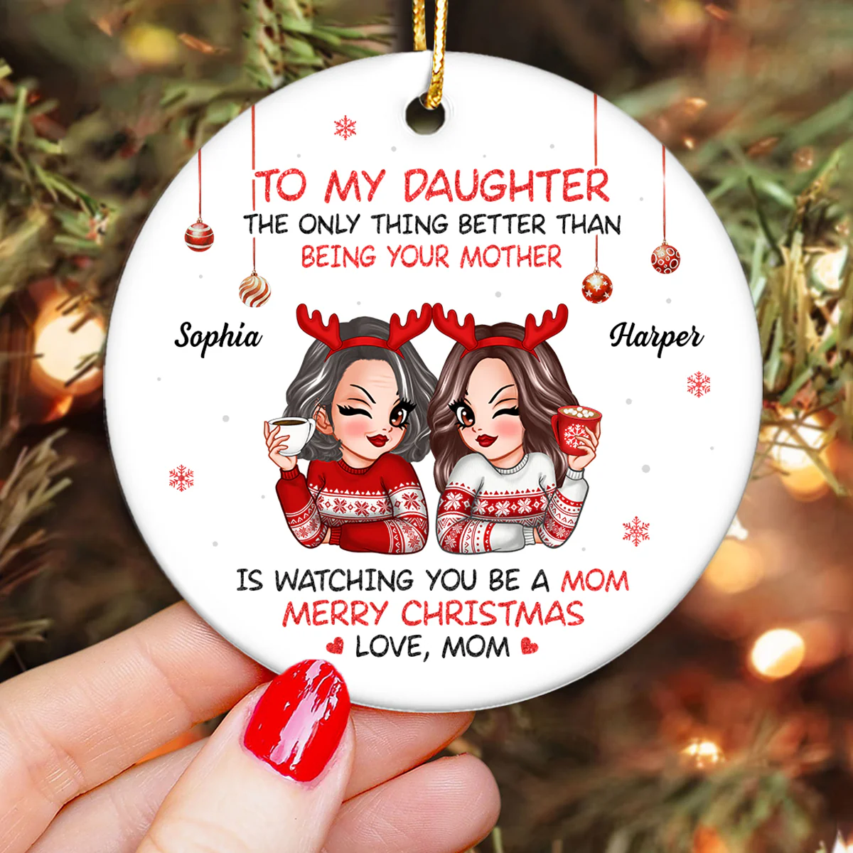 To My Daughter Son Merry Christmas Personalized Ceramic Ornament, Christmas Gift For Daughters, Sons - Image 4