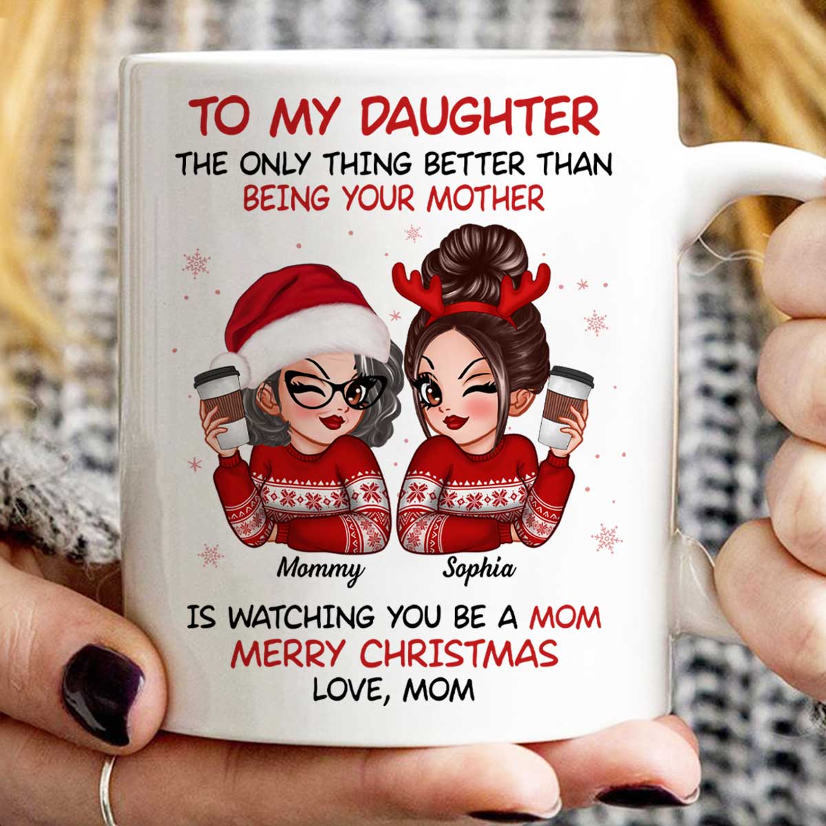 To My Daughter Son Watching You Be A Mom Dad Merry Christmas Personalized Mug, Christmas Gift For Daughters, Sons - Image 3