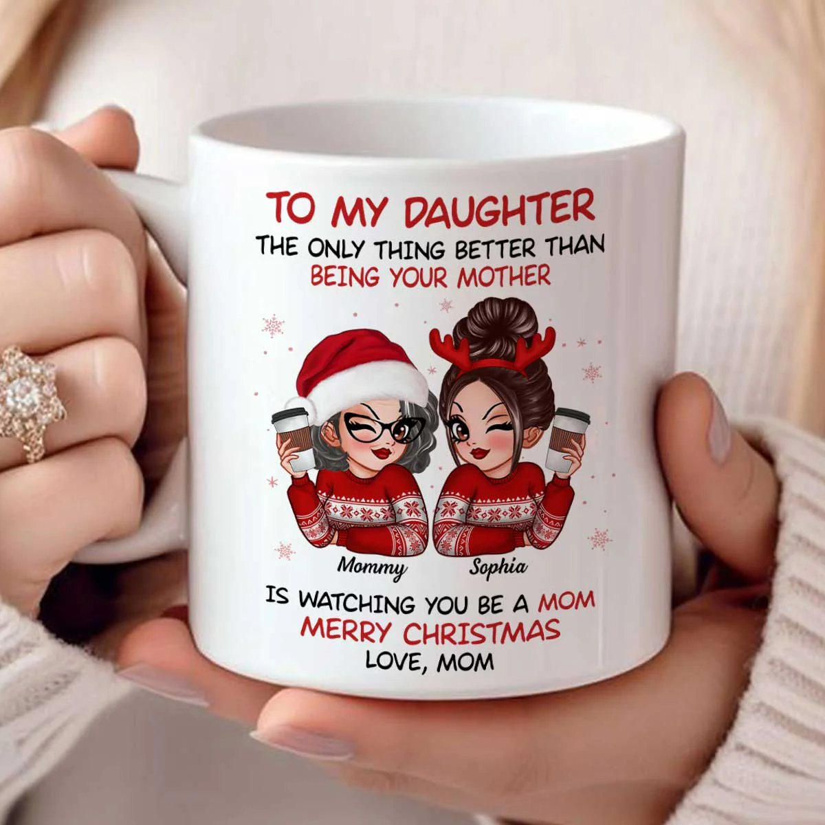 To My Daughter Son Watching You Be A Mom Dad Merry Christmas Personalized Mug, Christmas Gift For Daughters, Sons - Image 7