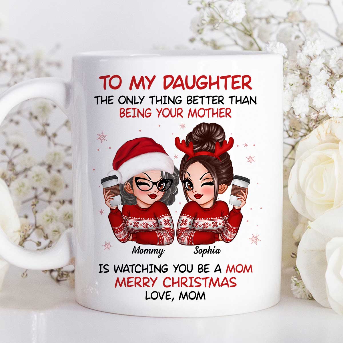 To My Daughter Son Watching You Be A Mom Dad Merry Christmas Personalized Mug, Christmas Gift For Daughters, Sons - Image 8