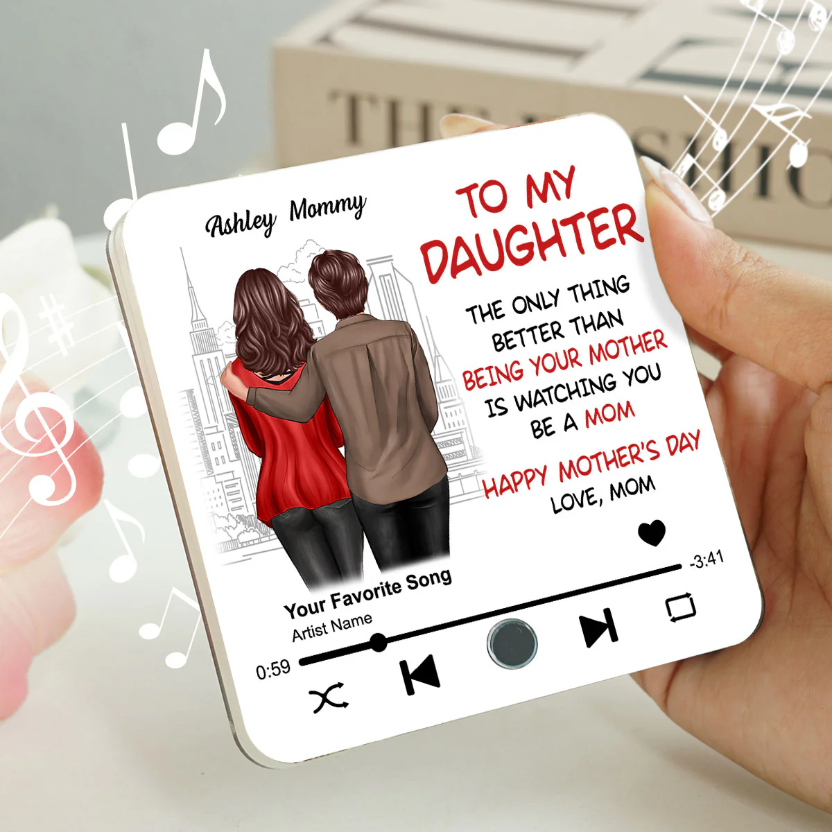 To My Daughter Standing Back View Personalized Music Fridge Magnet, Gift For Daughter From Mom - Image 3