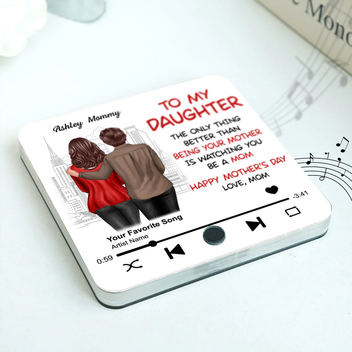 To My Daughter Standing Back View Personalized Music Fridge Magnet, Gift For Daughter From Mom - Image 4