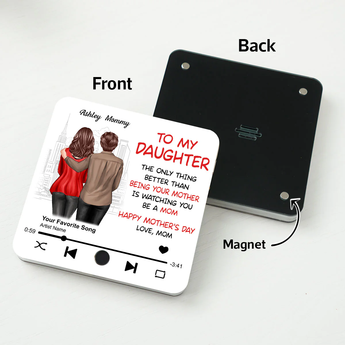 To My Daughter Standing Back View Personalized Music Fridge Magnet, Gift For Daughter From Mom - Image 5