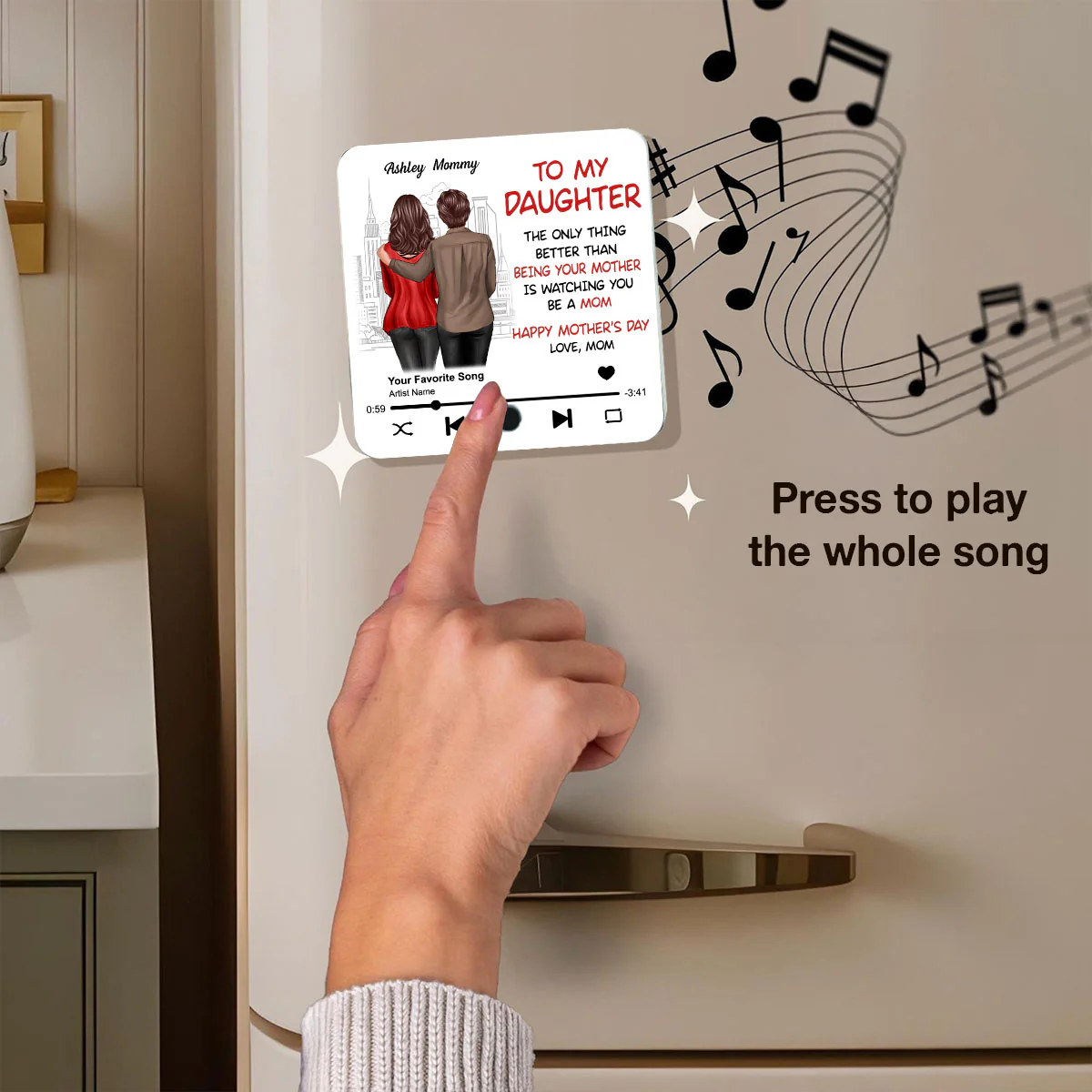 To My Daughter Standing Back View Personalized Music Fridge Magnet, Gift For Daughter From Mom - Image 8