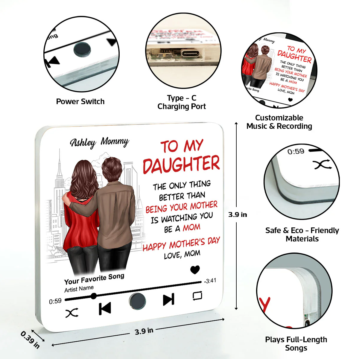 To My Daughter Standing Back View Personalized Music Fridge Magnet, Gift For Daughter From Mom - Image 9