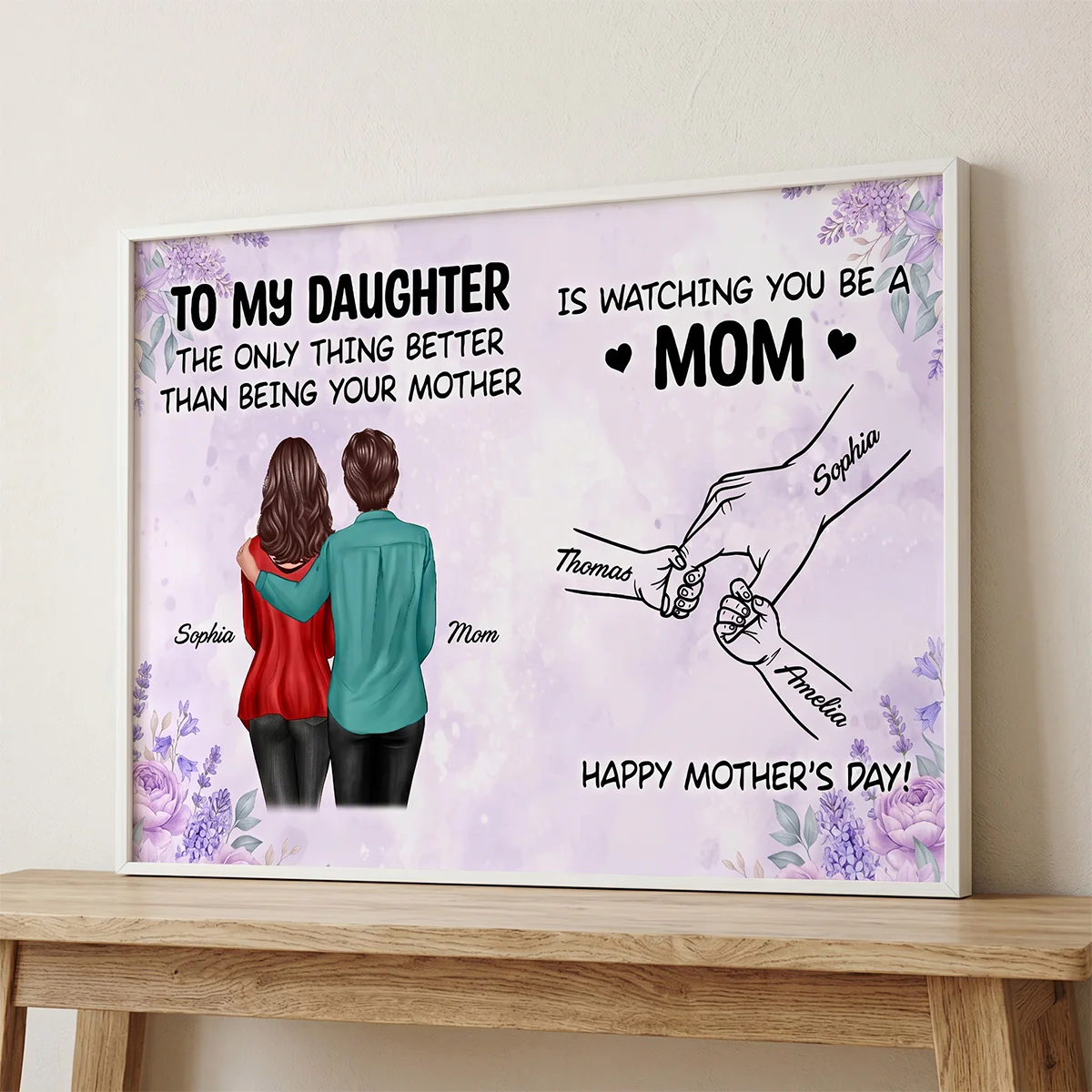 To My Daughter Watching You Be A Mom Flower Floral Purple Tone - Personalized Poster - Mother's Day Gift - Image 5