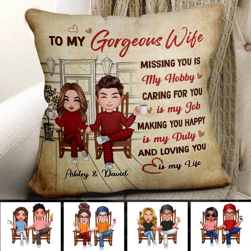 To My Gorgeous Wife Couple Valentine‘s Day Gift For Her Personalized Pillow - Image 2