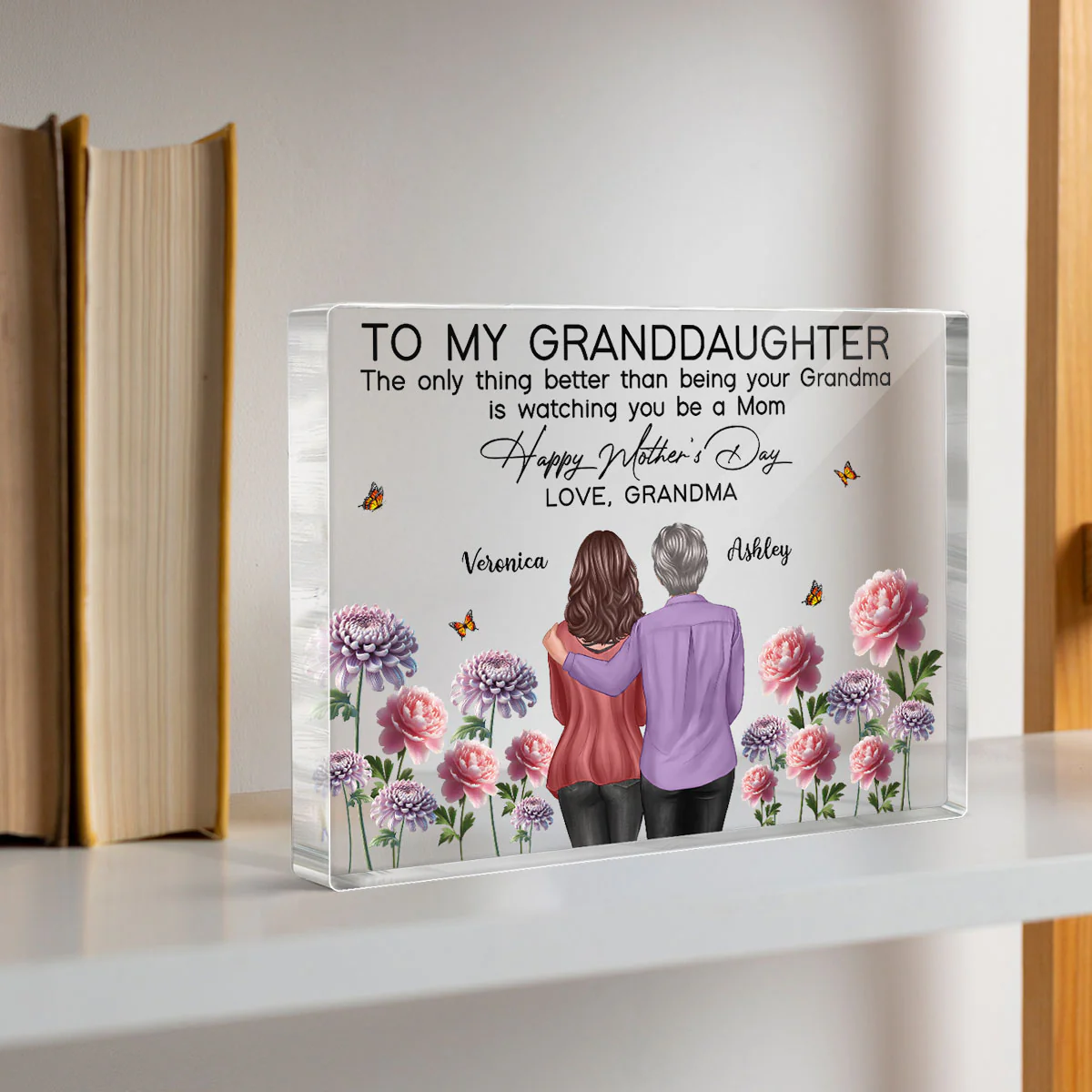 To My Granddaughter From Grandma Happy Mother's Day Birth Flower Personalized Acrylic Block Plaque, Heartfelt Gift For Granddaughter - Image 6
