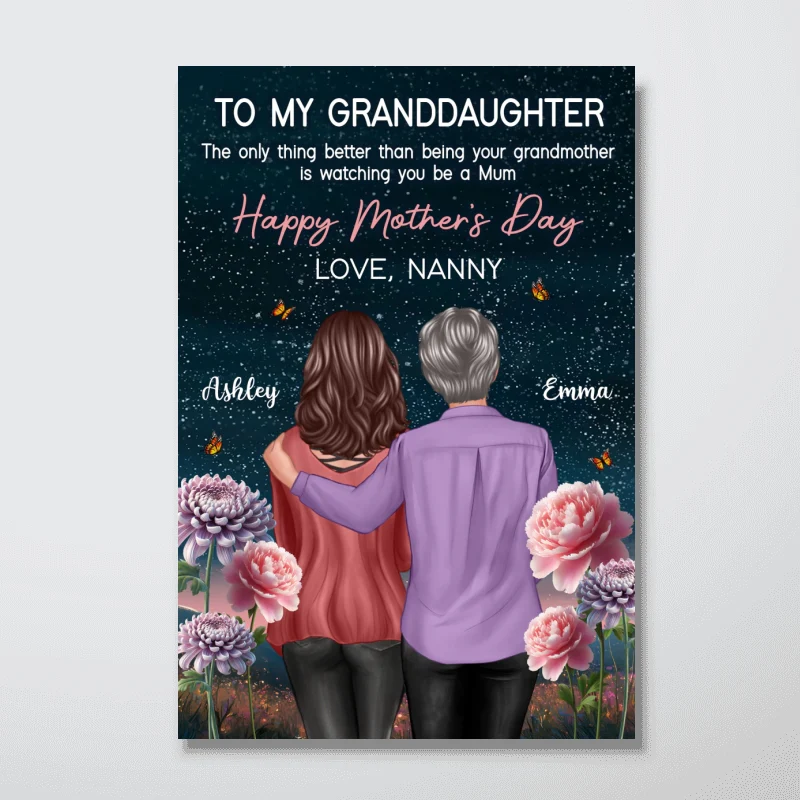 To My Granddaughter From Nanny Birth Month Flower Beautiful Hill At Night - Personalised Poster - Mother's Day Gift - Image 13