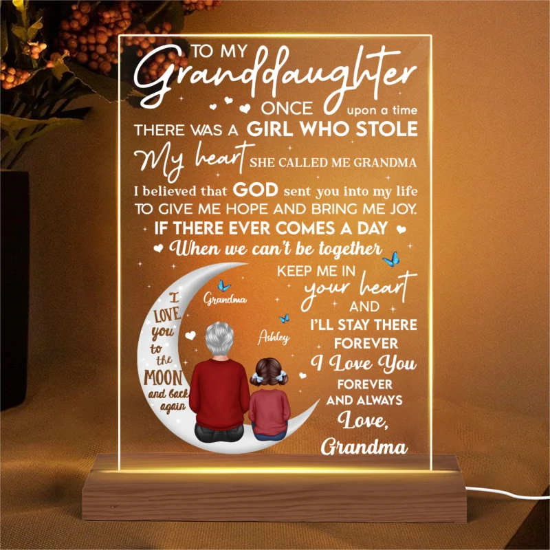To My Granddaughter Grandma Personalized LED Night Light, Acrylic LED Lamp - Image 4