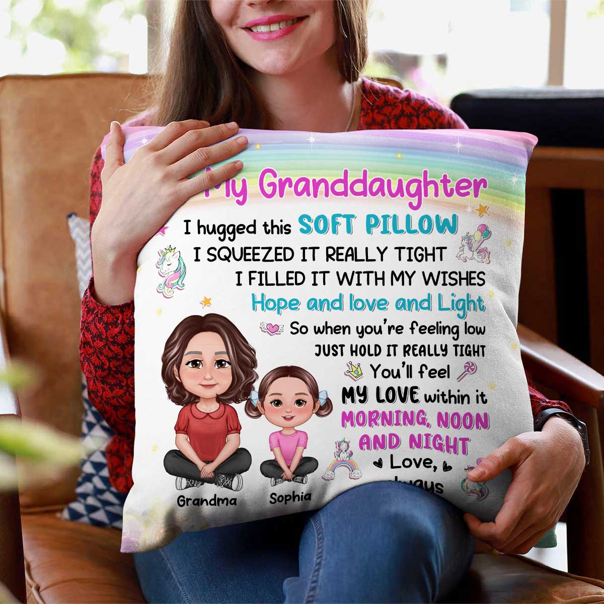 To My Granddaughter Grandson Crossed Legs Grandma Kid Personalized Pillow - Image 3