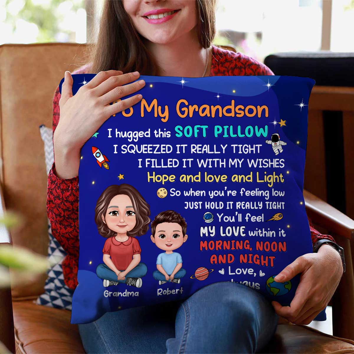 To My Granddaughter Grandson Crossed Legs Grandma Kid Personalized Pillow - Image 5