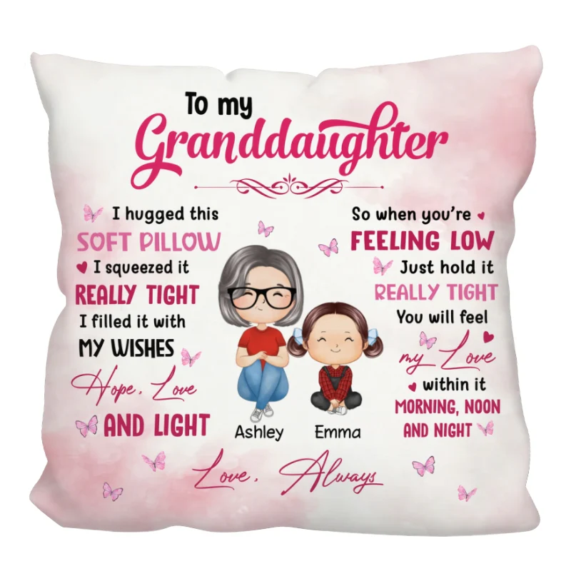 To My Granddaughter Grandson Doll Grandma Grandkids Watercolor Style Personalized Pillow - Image 4