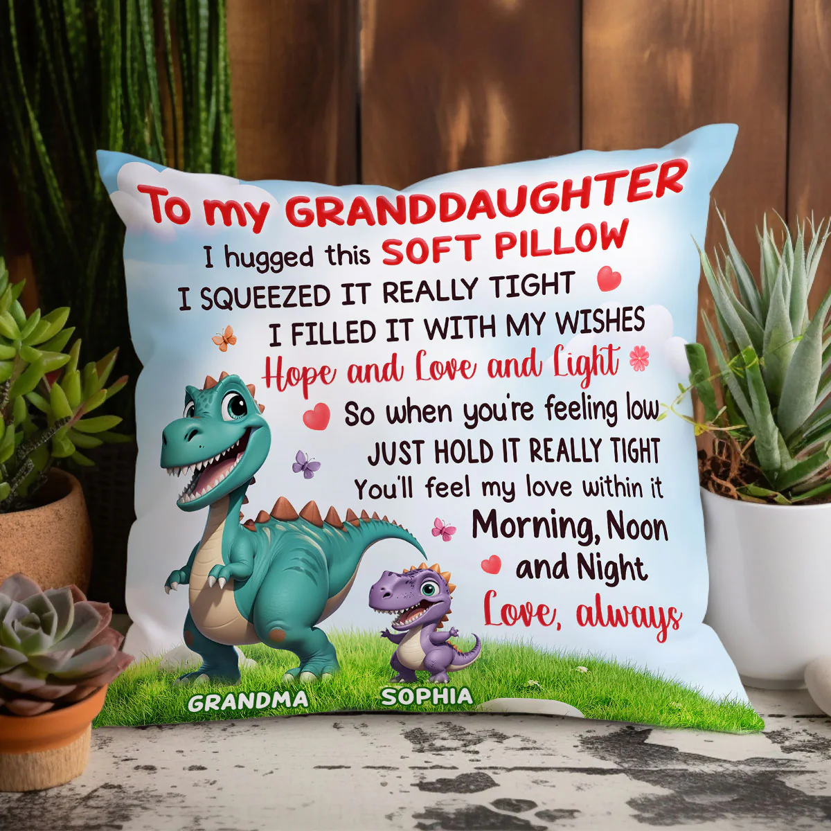 To My Granddaughter Grandson From Grandmasaurus Personalized Pillow - Image 6