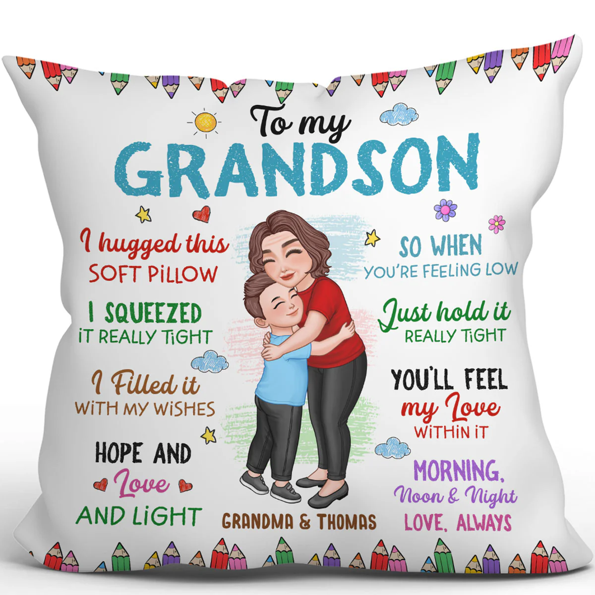 To My Granddaughter Grandson Grandma Hugging Kid Gift For Grandchildren Personalized Pillow - Image 2