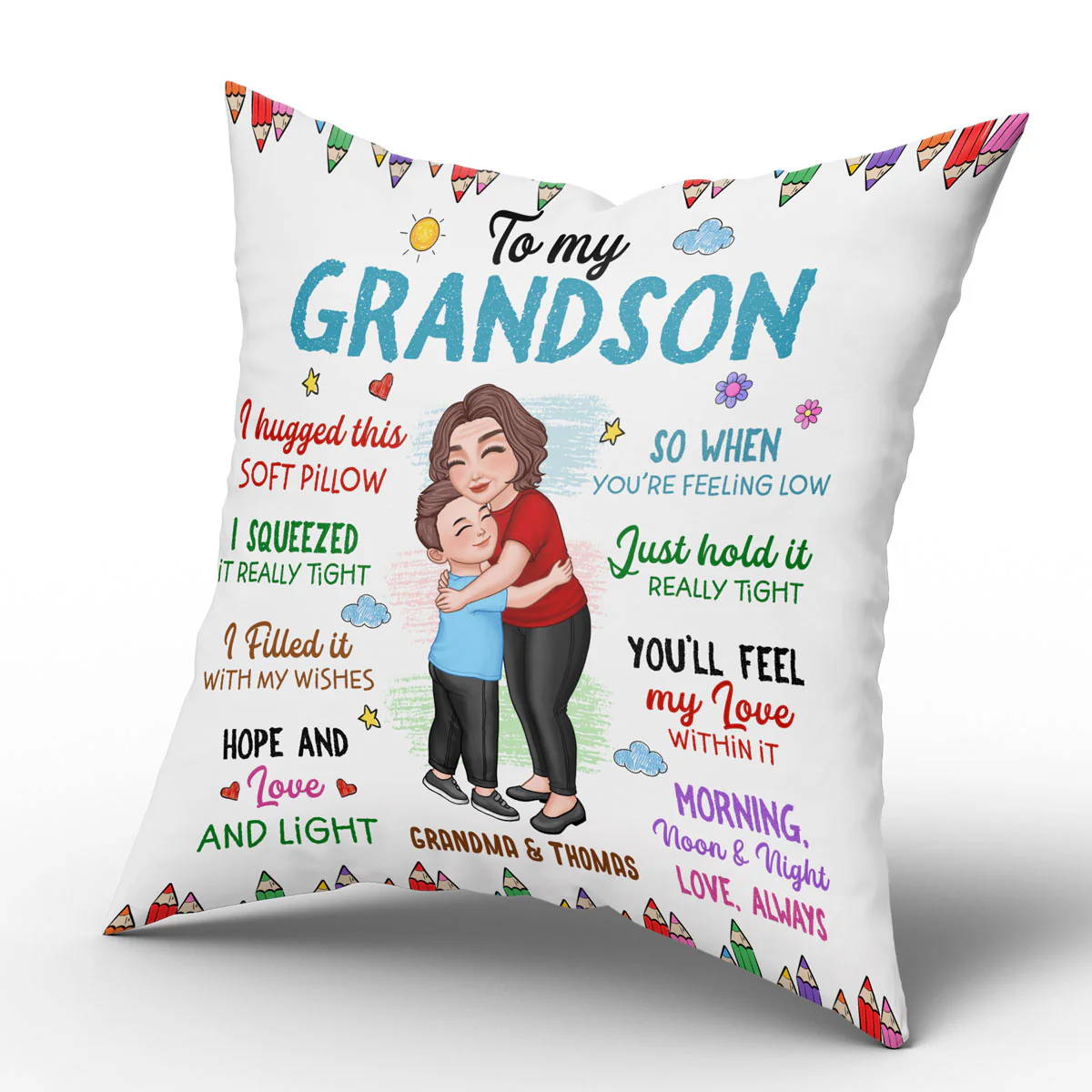 To My Granddaughter Grandson Grandma Hugging Kid Gift For Grandchildren Personalized Pillow - Image 5