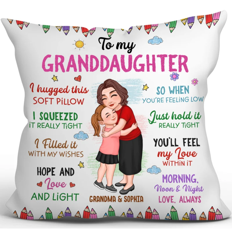 To My Granddaughter Grandson Grandma Hugging Kid Gift For Grandchildren Personalized Pillow - Image 8