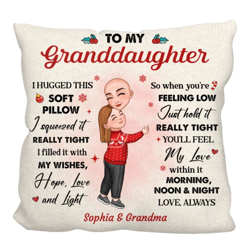 To My Granddaughter Grandson Grandma Hugging Personalized Pillow - Image 4