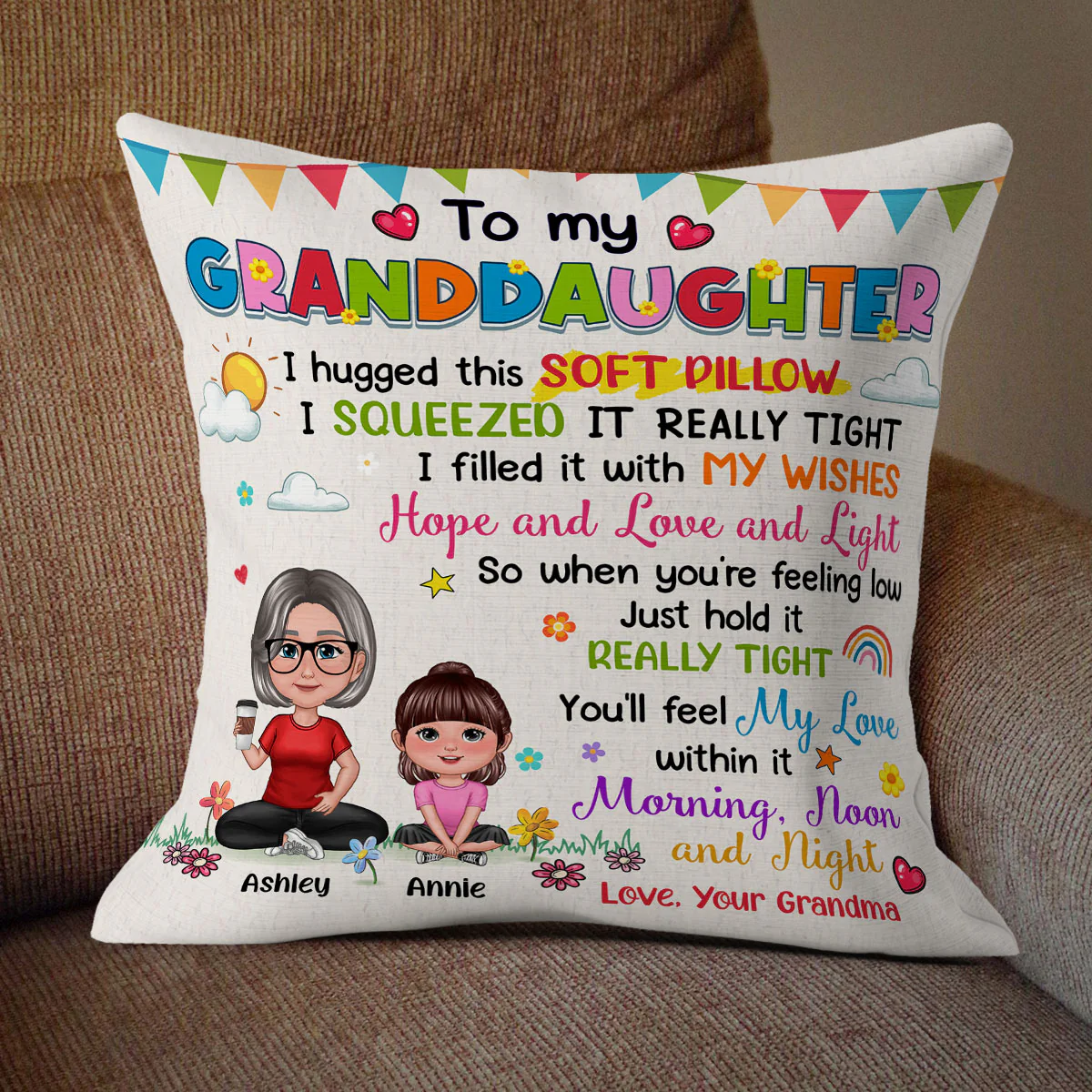 To My Granddaughter Grandson Pretty Doll Personalized Pillow - Image 2