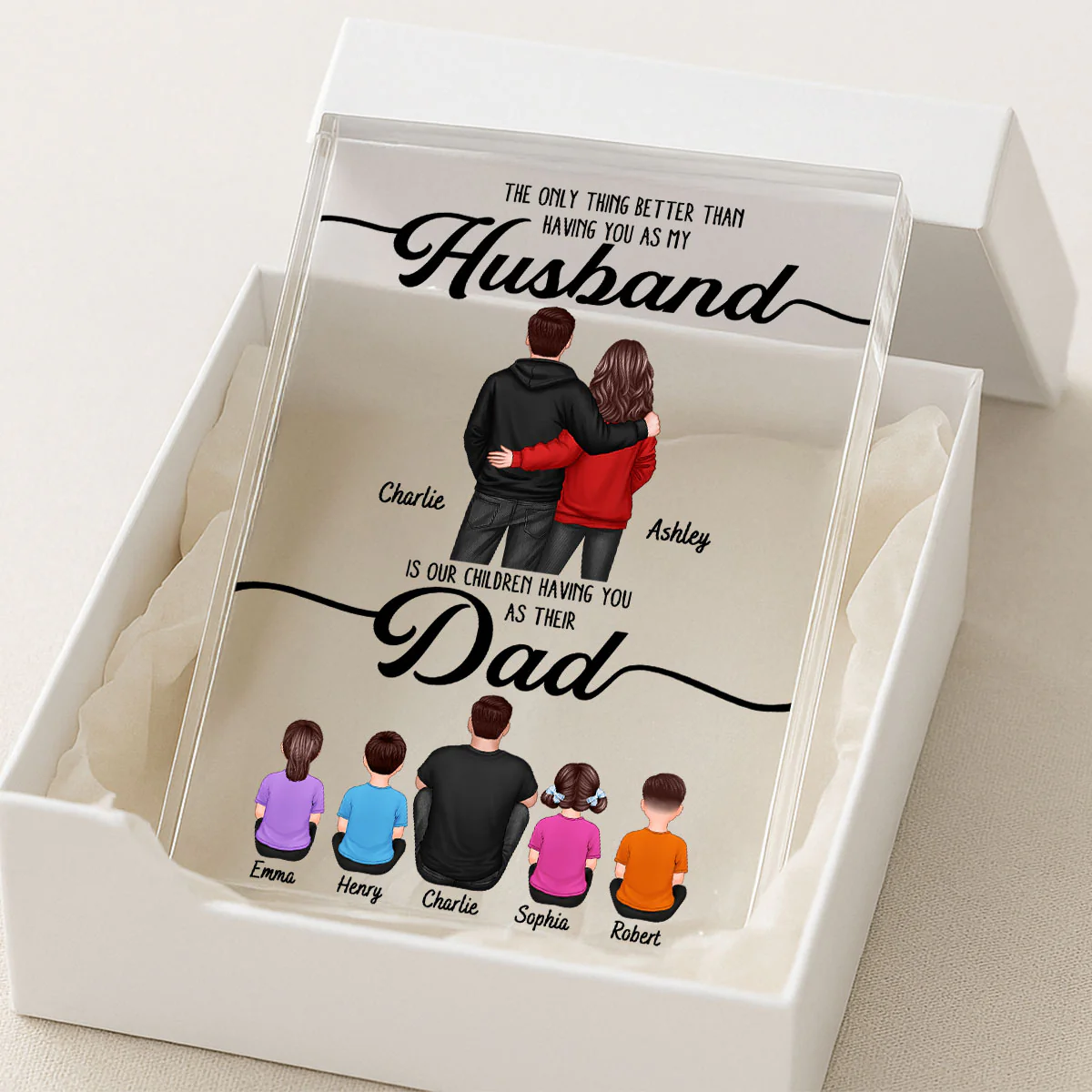 To My Husband Couple, Dad & Kids Personalized Acrylic Block, gift for Husband - Image 3