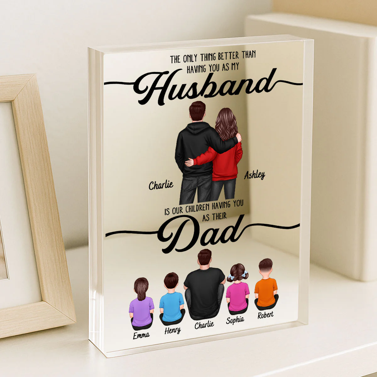 To My Husband Couple, Dad & Kids Personalized Acrylic Block, gift for Husband - Image 4