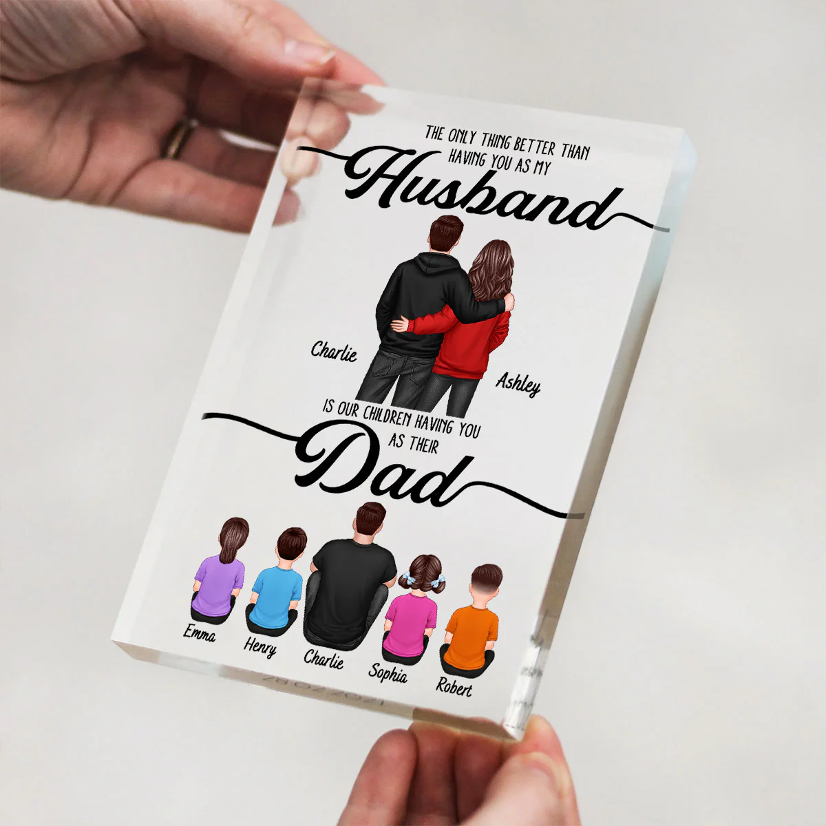 To My Husband Couple, Dad & Kids Personalized Acrylic Block, gift for Husband - Image 5