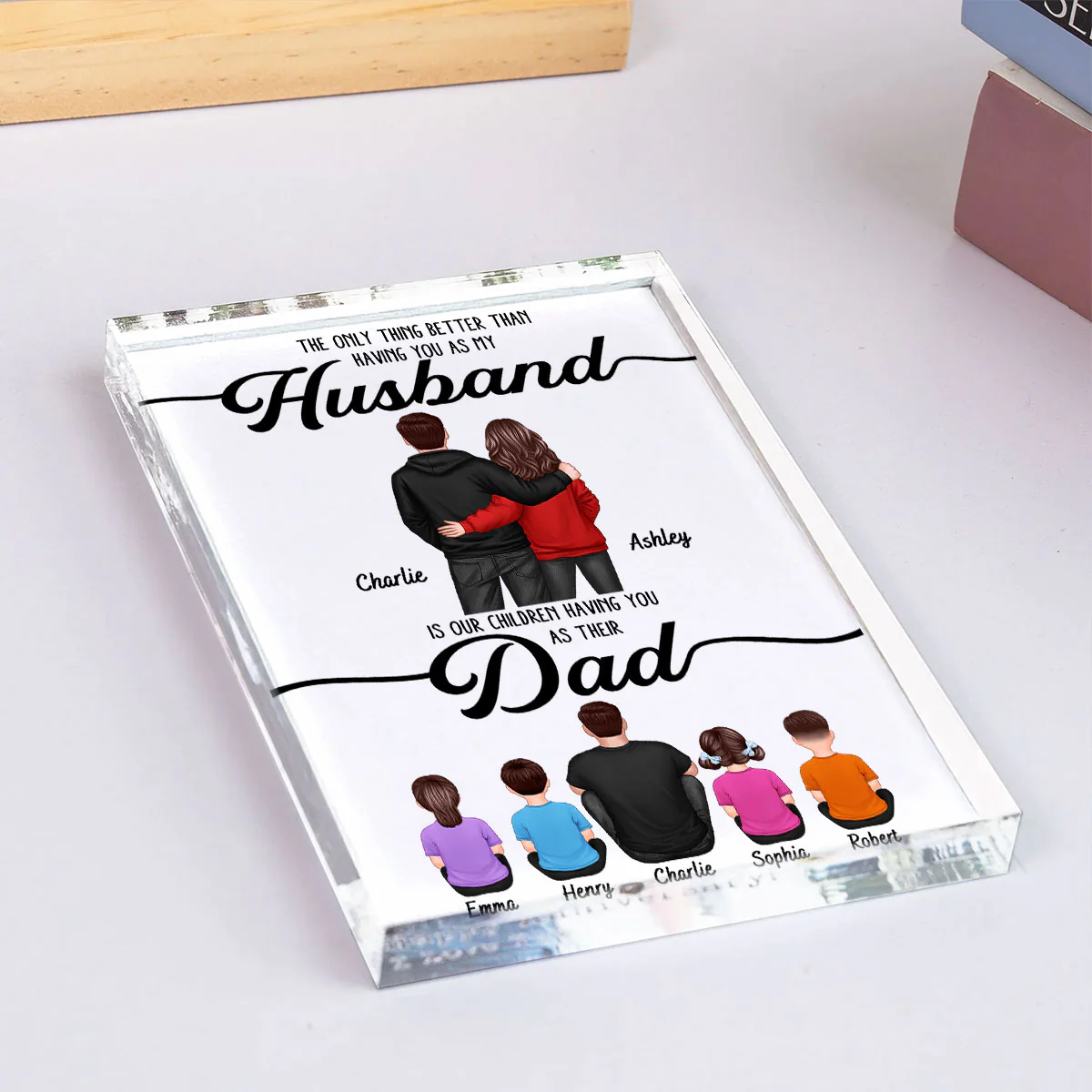 To My Husband Couple, Dad & Kids Personalized Acrylic Block, gift for Husband - Image 6