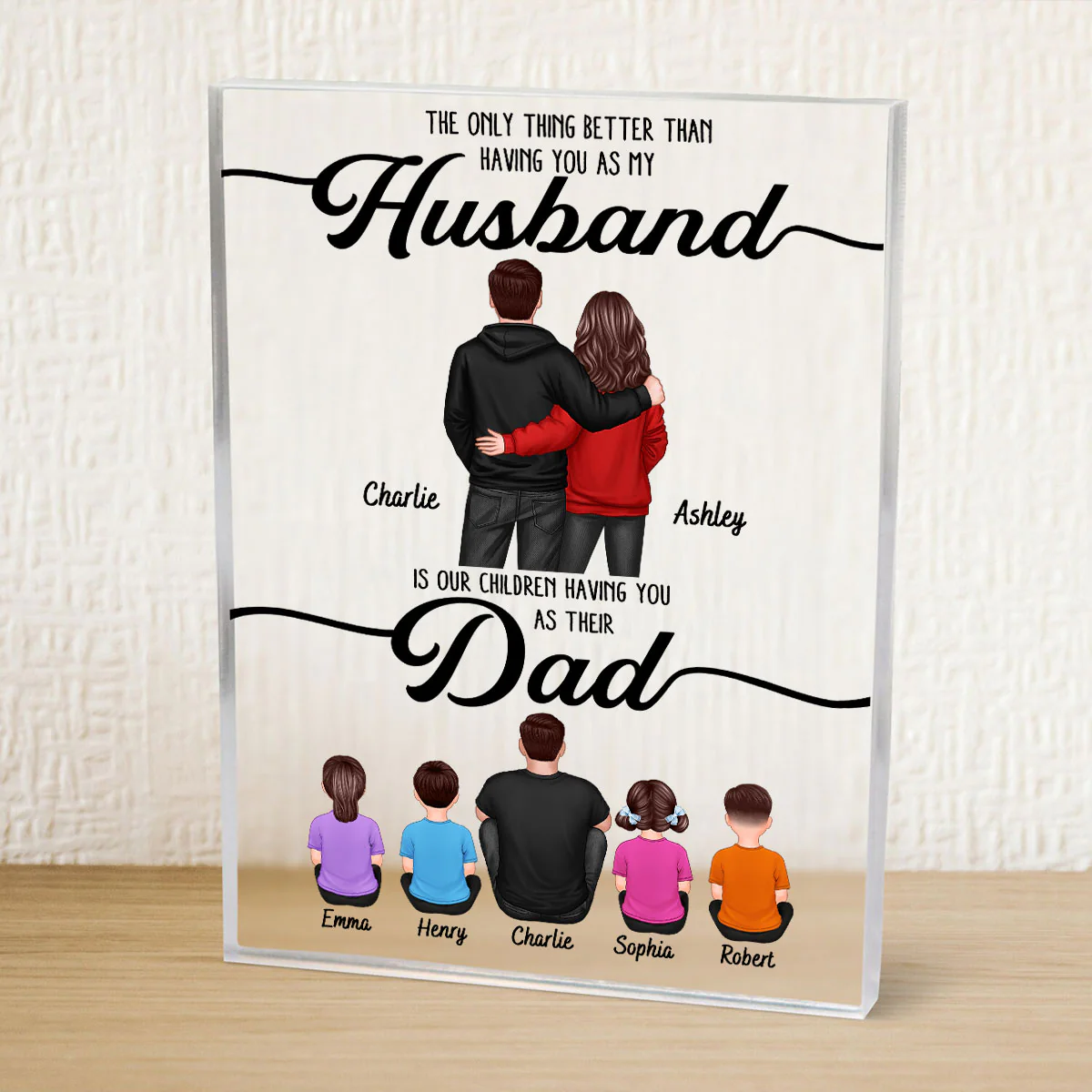 To My Husband Couple, Dad & Kids Personalized Acrylic Block, gift for Husband - Image 8