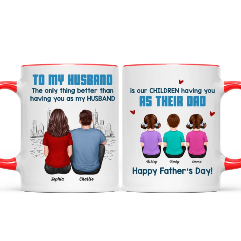 To My Husband Our Children Having You As Their Dad Blue Tone Personalized Mug, Father's Day Gift - Image 10