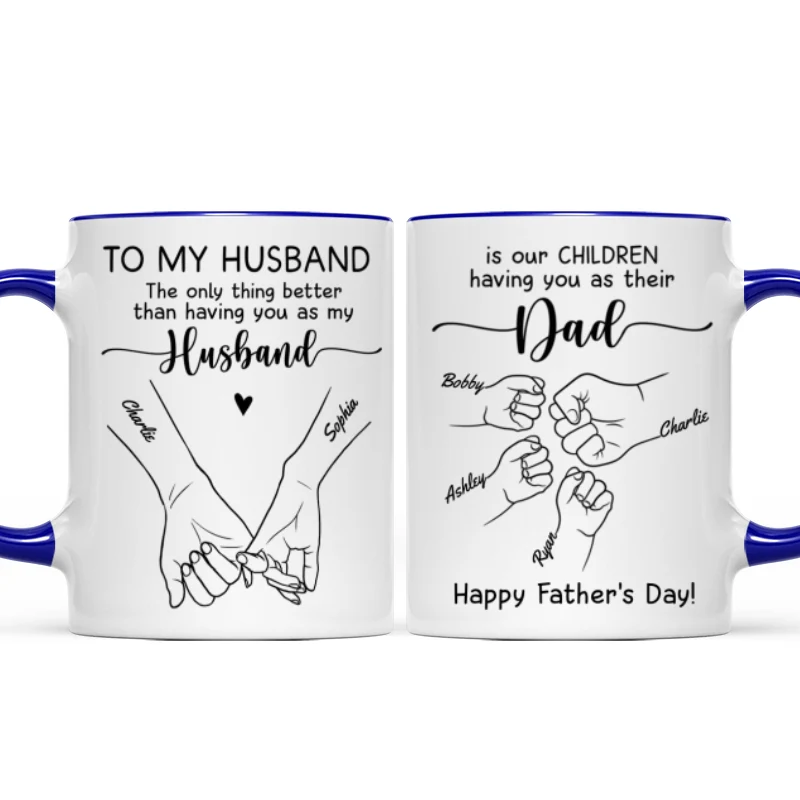 To My Husband Our Children Having You As Their Dad Outline Fist Bumps Personalized Mug - Image 10