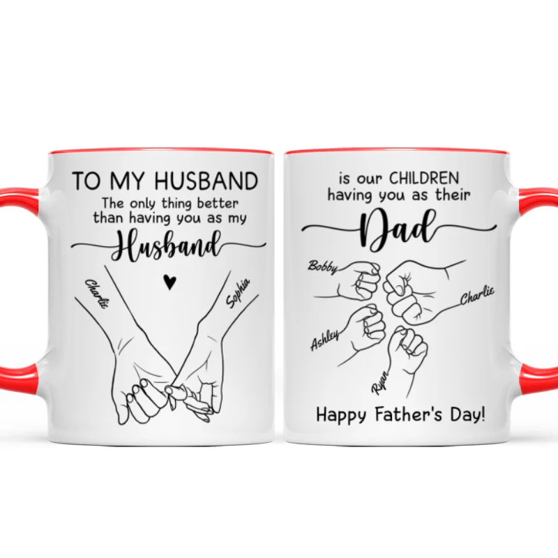 To My Husband Our Children Having You As Their Dad Outline Fist Bumps Personalized Mug - Image 11