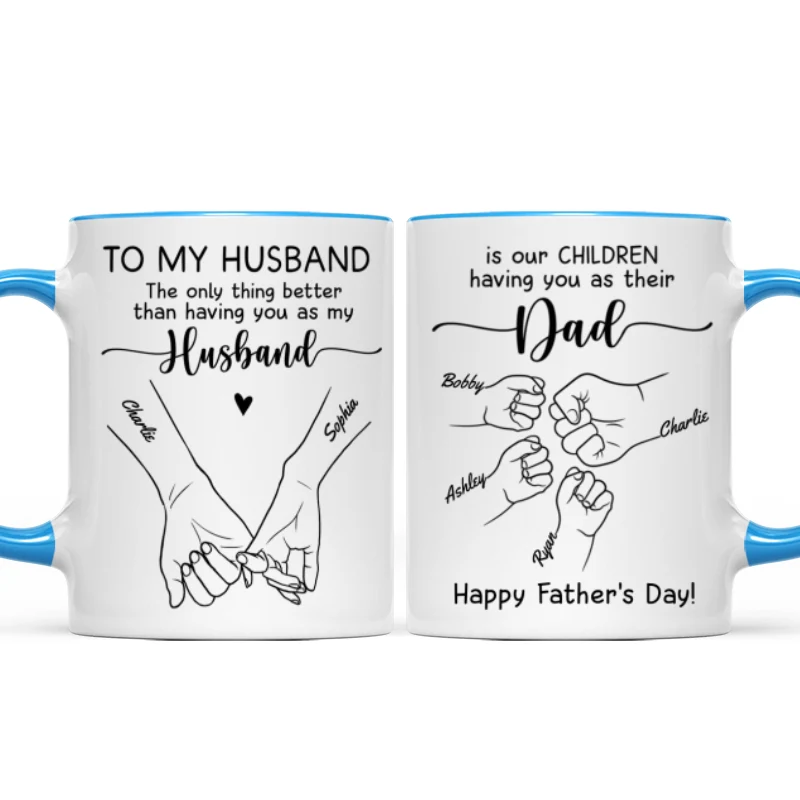 To My Husband Our Children Having You As Their Dad Outline Fist Bumps Personalized Mug - Image 12