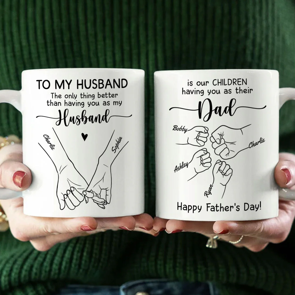 To My Husband Our Children Having You As Their Dad Outline Fist Bumps Personalized Mug - Image 5