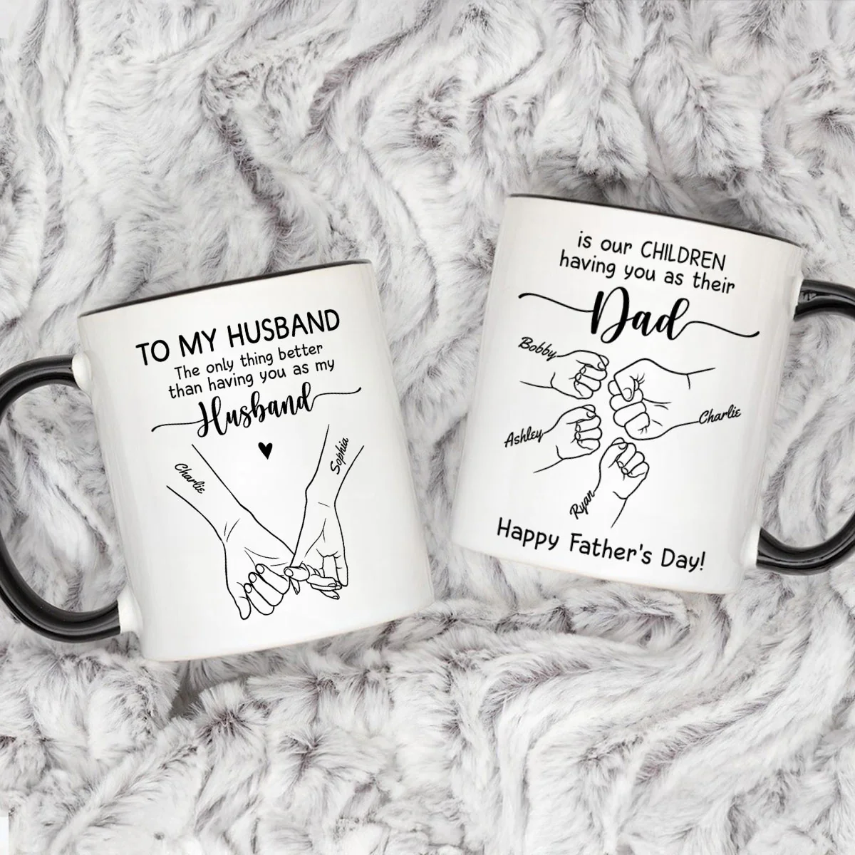 To My Husband Our Children Having You As Their Dad Outline Fist Bumps Personalized Mug - Image 6