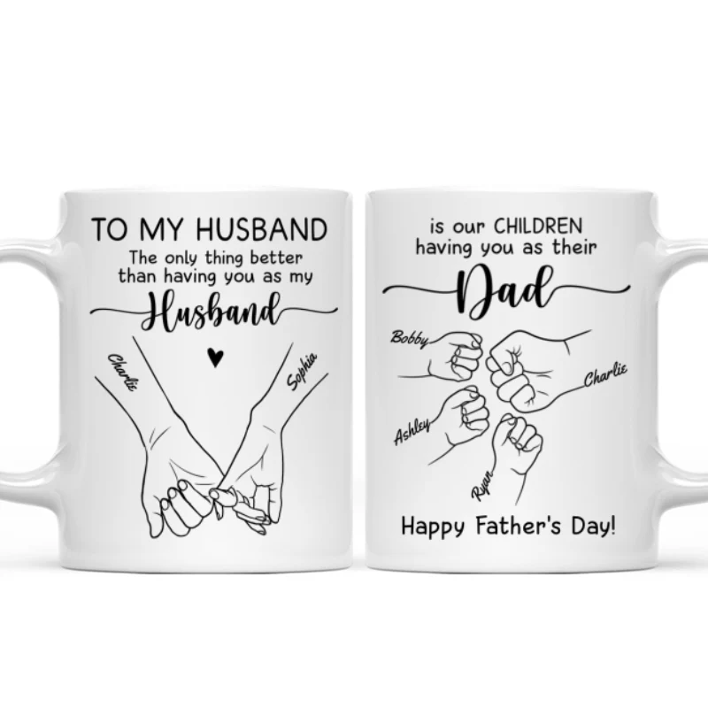 To My Husband Our Children Having You As Their Dad Outline Fist Bumps Personalized Mug - Image 8
