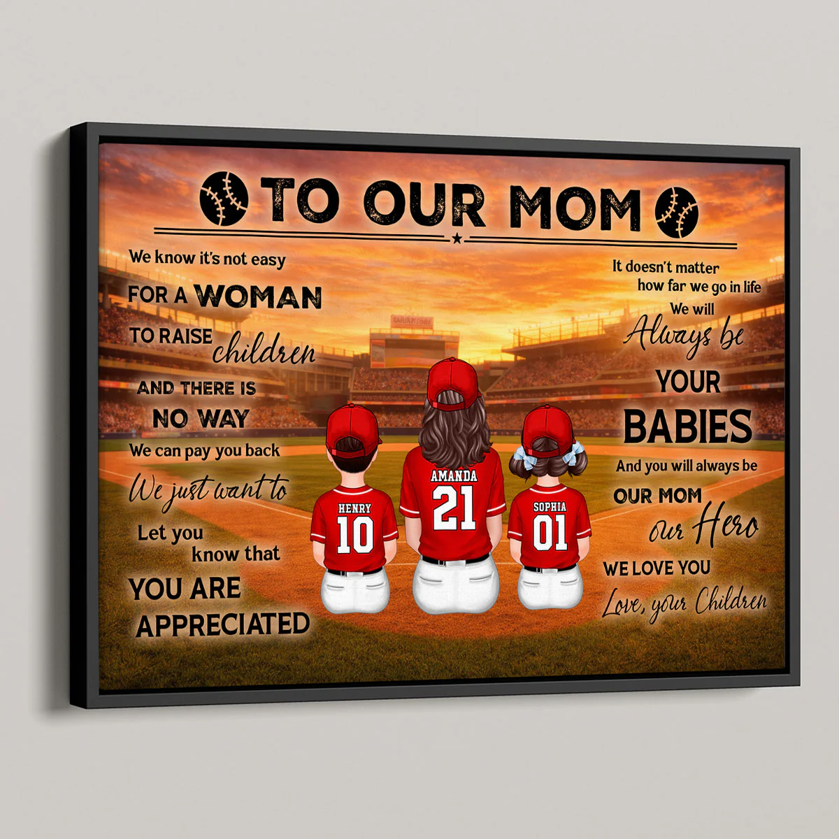 To My Mom Baseball Mom And Kids - Personalized Poster - Heartfelt Gift For Baseball Mom, Gift For Wife - Image 2