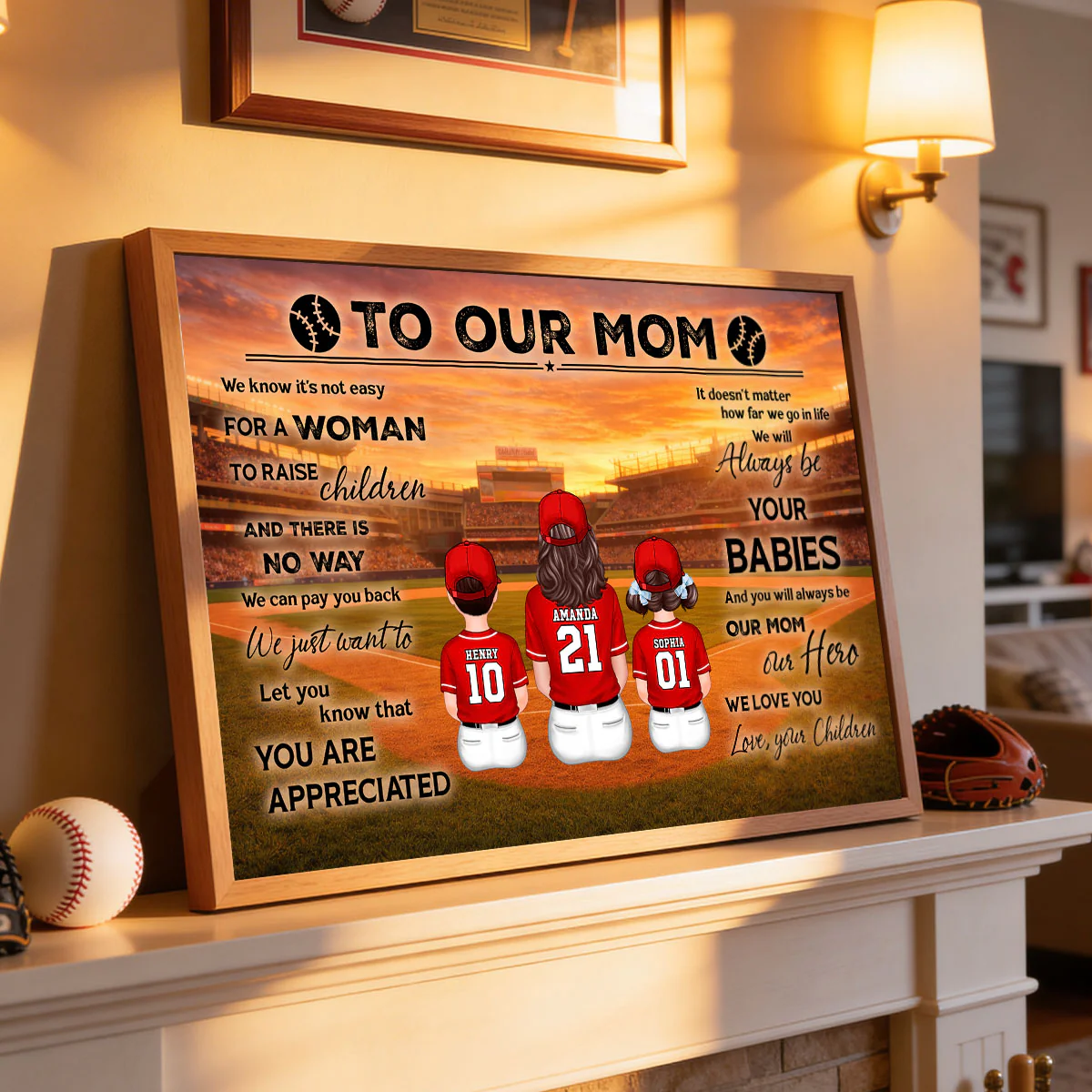 To My Mom Baseball Mom And Kids - Personalized Poster - Heartfelt Gift For Baseball Mom, Gift For Wife - Image 3