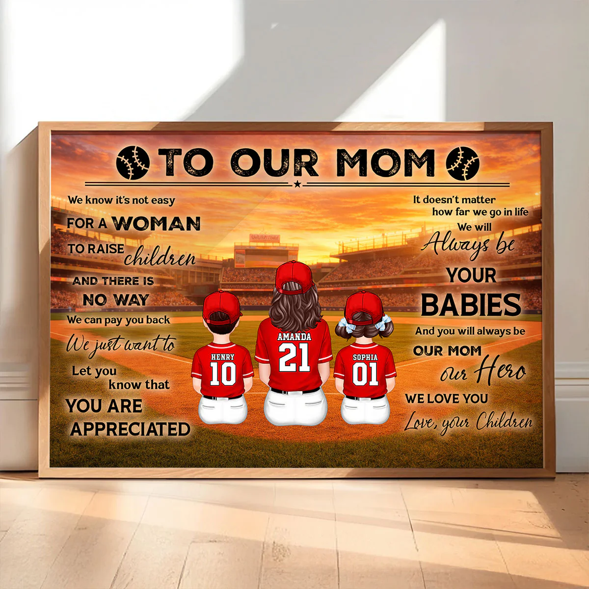 To My Mom Baseball Mom And Kids - Personalized Poster - Heartfelt Gift For Baseball Mom, Gift For Wife - Image 4