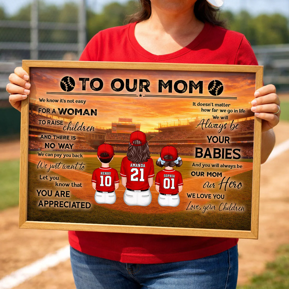 To My Mom Baseball Mom And Kids - Personalized Poster - Heartfelt Gift For Baseball Mom, Gift For Wife - Image 6