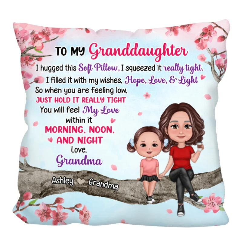 To My Mom Daughter Granddaughter Sitting On Pink Tree Personalized Pillow - Image 7