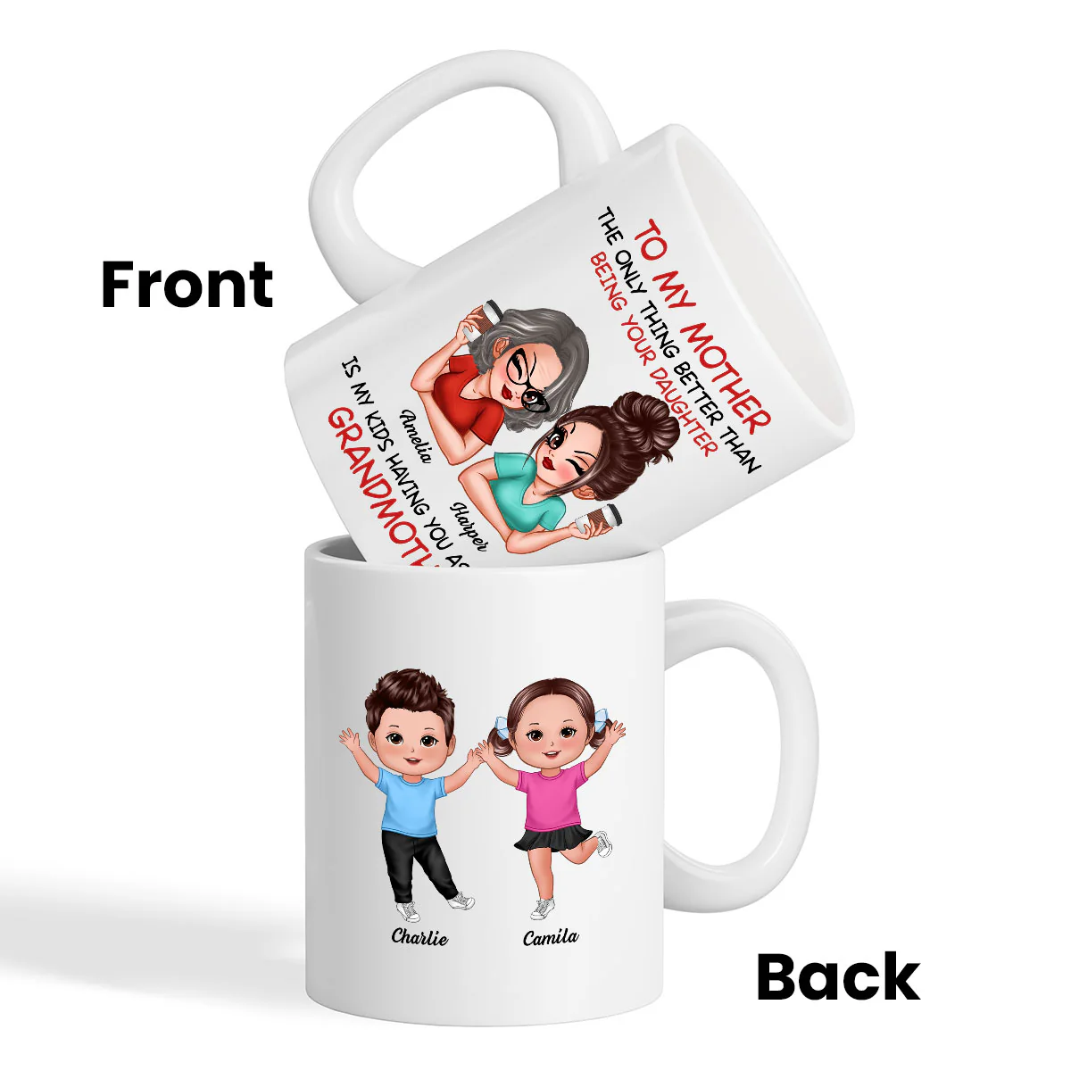 To My Mom Gift From Daughter My Kids Having You As Their Grandmother Personalized Mug - Image 3