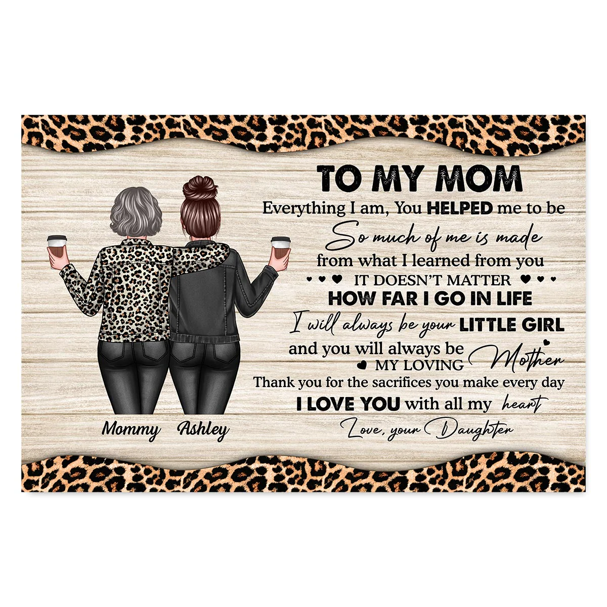 To My Mom Leopard Personalized Horizontal Poster