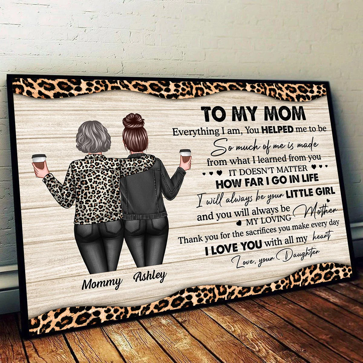 To My Mom Leopard Personalized Horizontal Poster - Image 2
