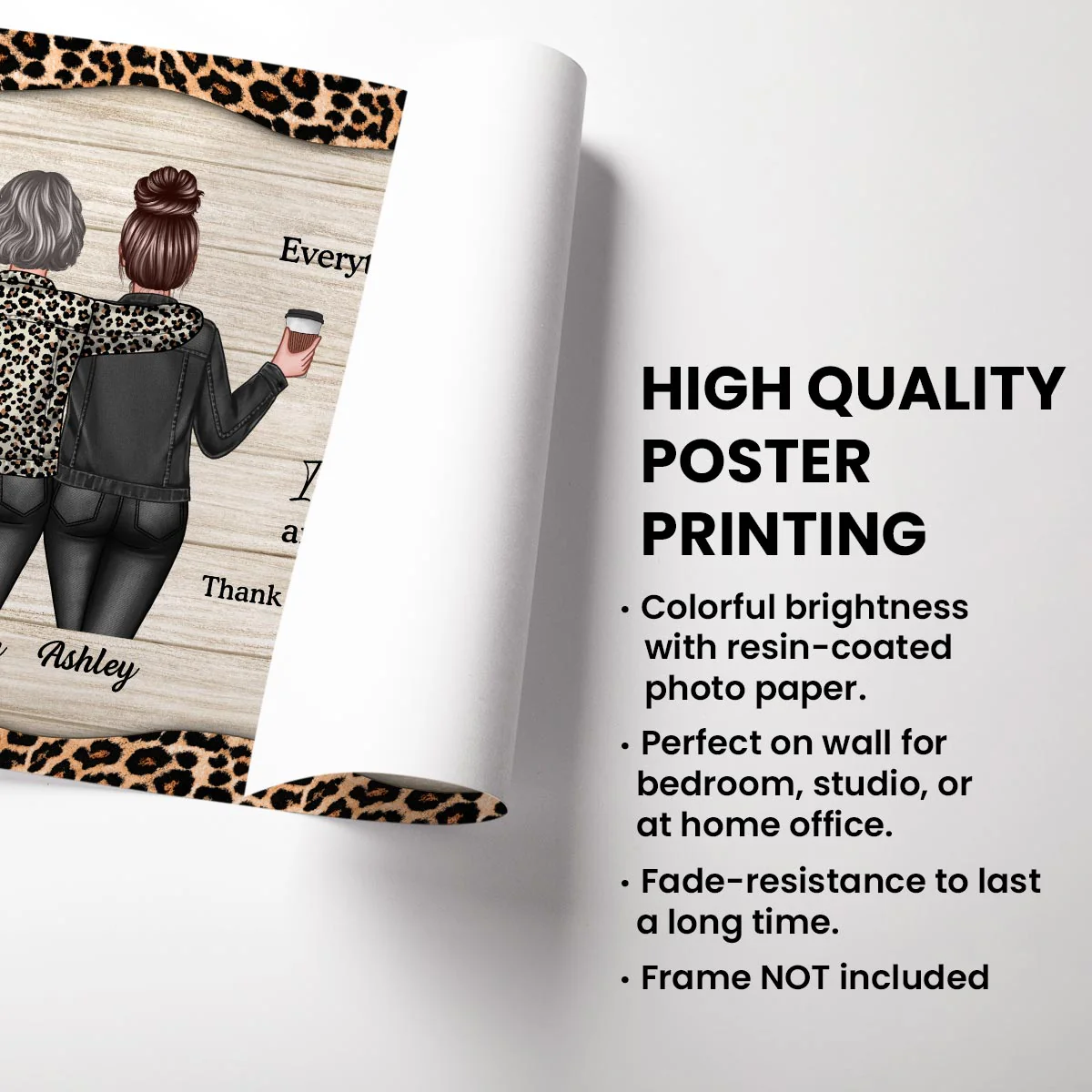 To My Mom Leopard Personalized Horizontal Poster - Image 3
