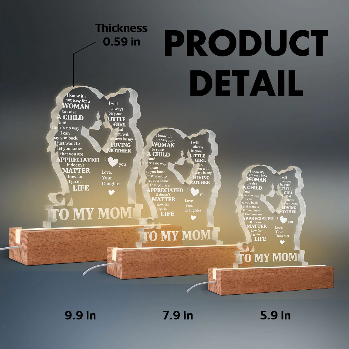 To My Mom - Personalized Acrylic Block LED Night Light - Heartfelt Gift For Mom, Grandma - Image 7