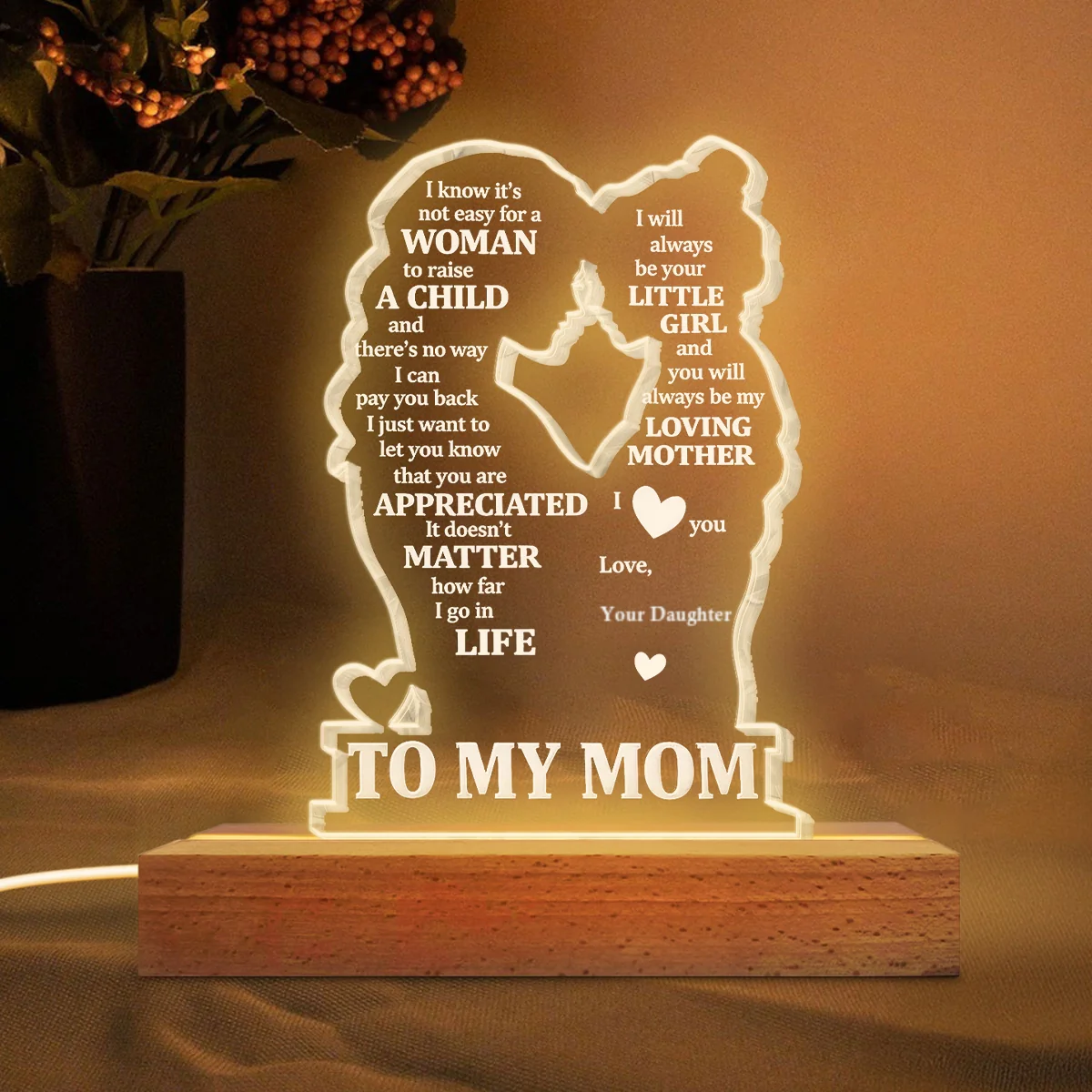 To My Mom - Personalized Acrylic Block LED Night Light - Heartfelt Gift For Mom, Grandma - Image 9