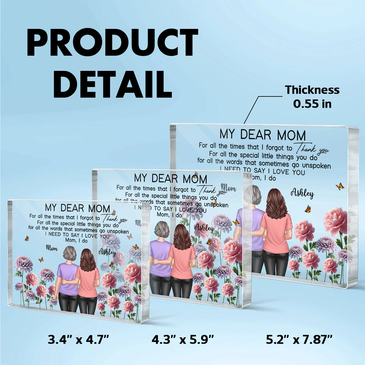 To My Mom Thank You I Love You Happy Mother's Day Birth Flower Personalized Acrylic Block Plaque - Image 10