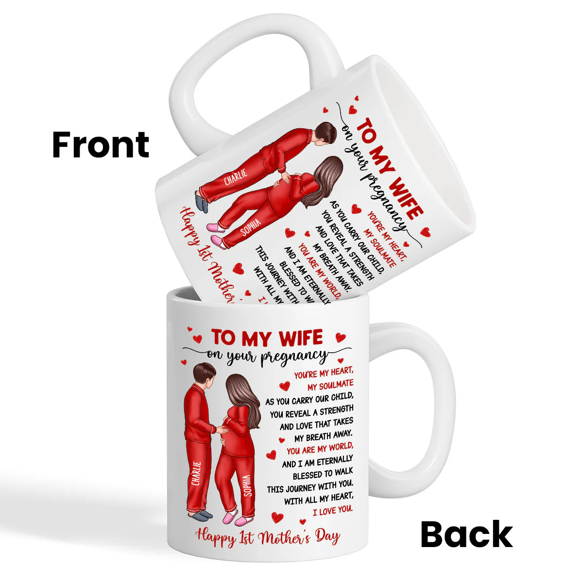 To My Pregnancy Wife Happy First Mother's Day From Husband Personalized Mug, Gift For Pregnant Mom, Expecting Mom - Image 2
