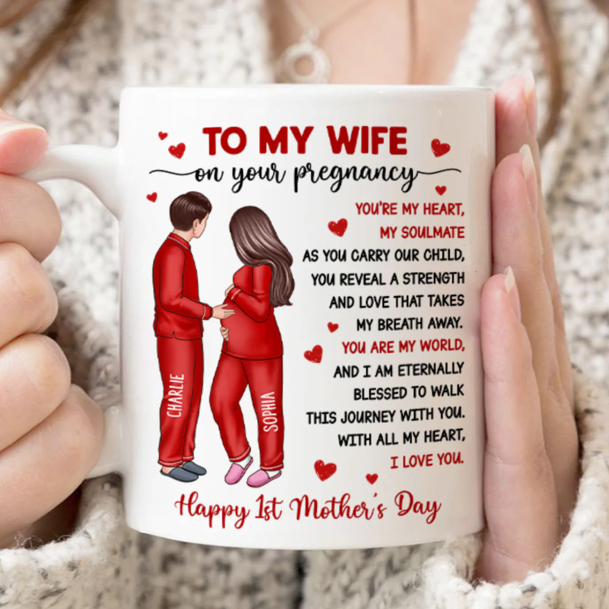To My Pregnancy Wife Happy First Mother's Day From Husband Personalized Mug, Gift For Pregnant Mom, Expecting Mom - Image 3