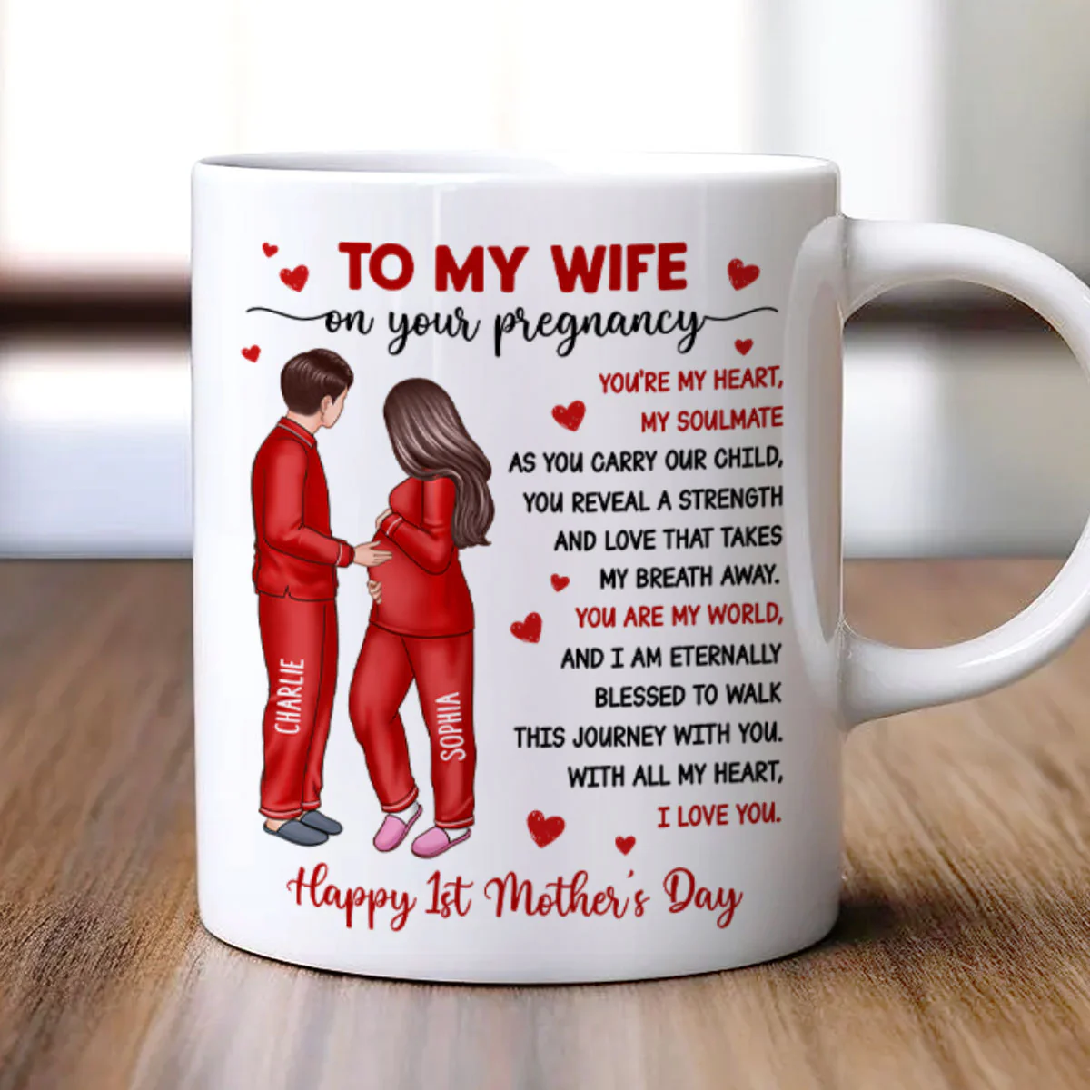 To My Pregnancy Wife Happy First Mother's Day From Husband Personalized Mug, Gift For Pregnant Mom, Expecting Mom - Image 4